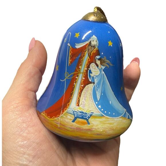 Ne Qwa Art Reverse Handpainted Blown Glass Ornament Jesus Mary Joseph Holy Night - Picture 16 of 16